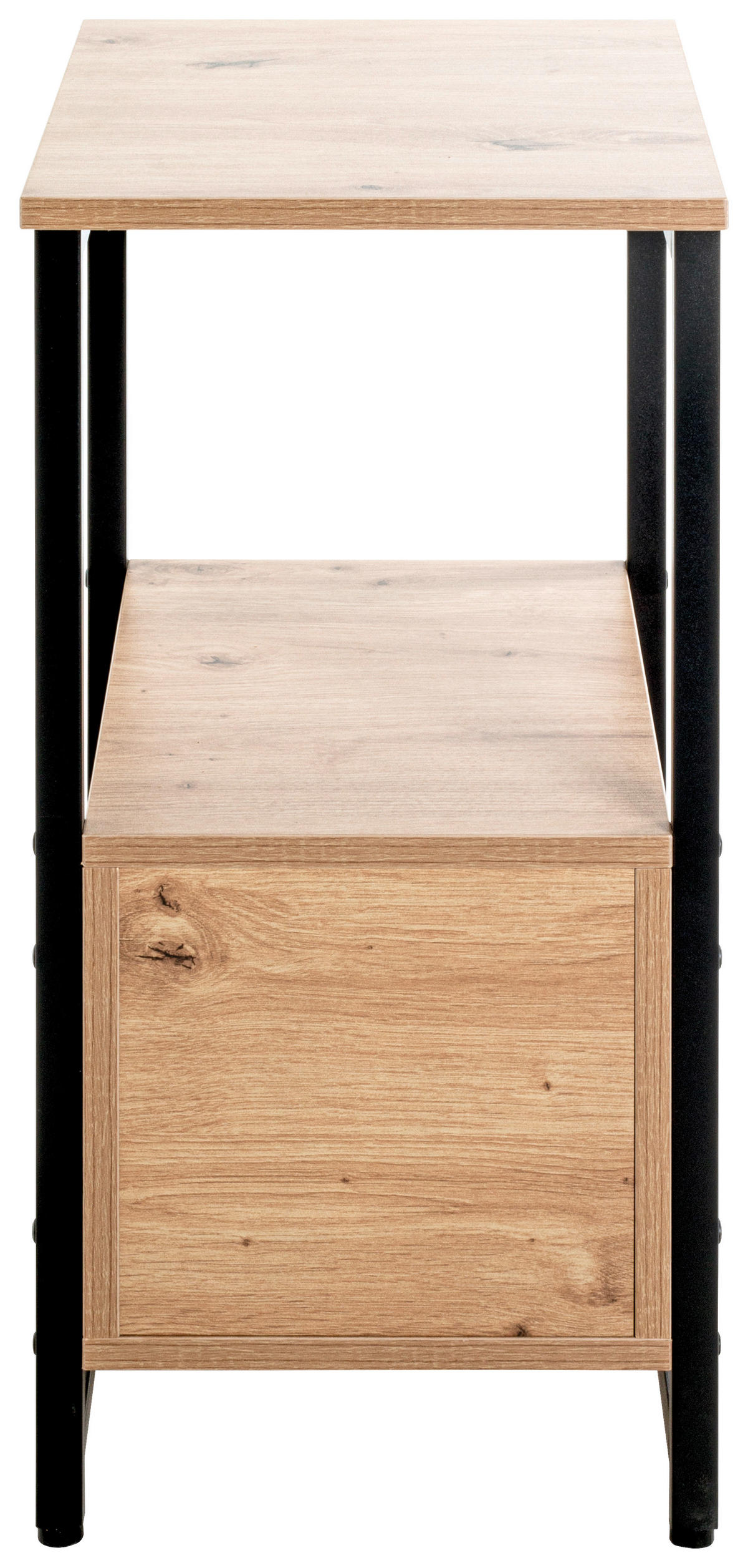 BEISTELLTISCH rechteckig Schwarz, Eichefarben  - Eichefarben/Schwarz, Design, Metall (40/30/63cm)