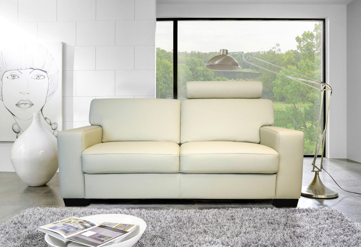 ÜLŐGARNITÚRA bőr  - diófa színű, Basics, bőr/fa (183/81/95cm) - Andante