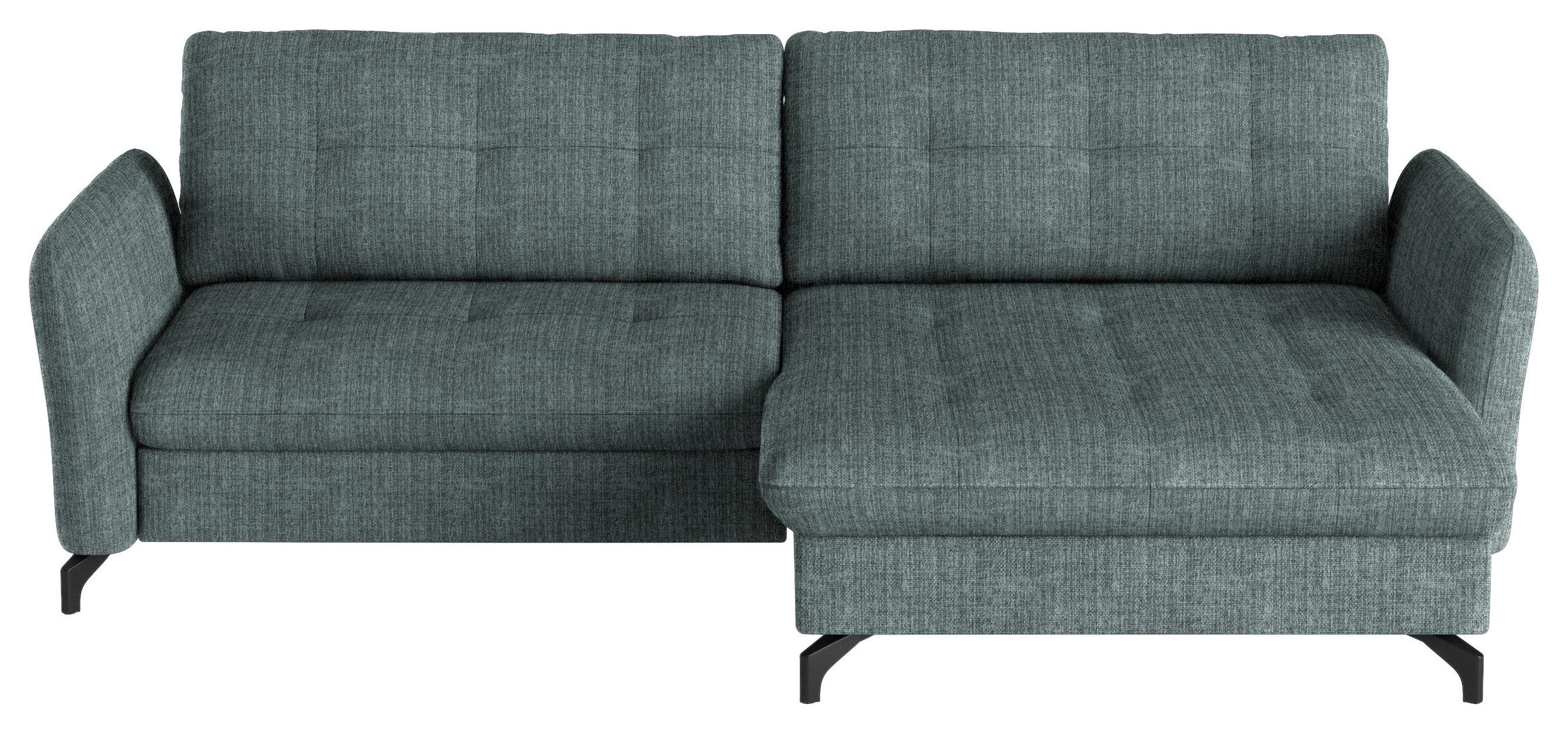 ECKSOFA Blau Flachgewebe, Leinenoptik  - Blau/Schwarz, Design, Textil/Metall (242/170cm) - Xora
