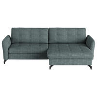 ECKSOFA in Flachgewebe, Leinenoptik Blau  - Blau/Schwarz, Design, Textil/Metall (242/170cm) - Xora