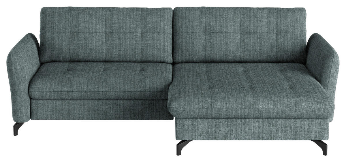 ECKSOFA in Flachgewebe, Leinenoptik Blau  - Blau/Schwarz, Design, Textil/Metall (242/170cm) - Xora