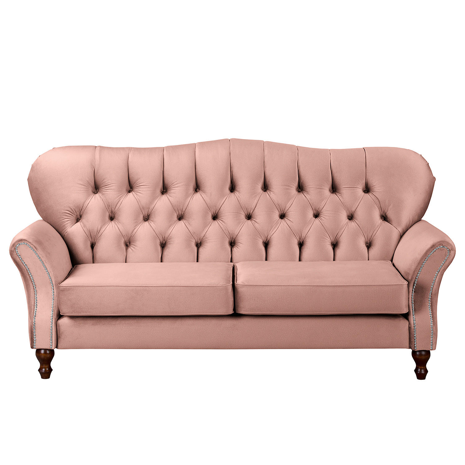 3-SITZER-SOFA Jersey in Velours Rot  - Dunkelbraun/Rot, Design, Holz/Textil (210/98/95cm) - P & B