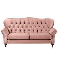 3-SITZER-SOFA Jersey in Velours Rot  - Dunkelbraun/Rot, Design, Holz/Textil (210/98/95cm) - P & B