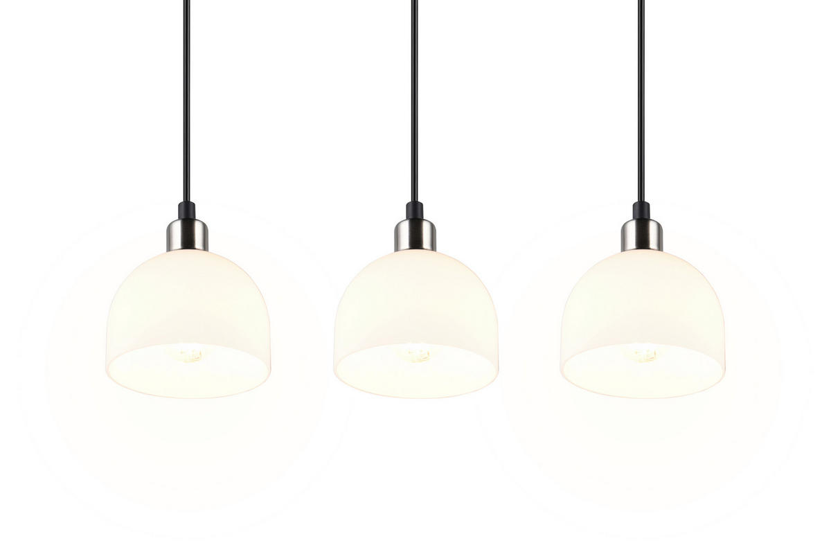 PENDELLEUCHTE  60,0/150,0/12,0 cm   - Weiss/Nickelfarben, Basics, Glas/Metall (60,0/150,0/12,0cm)