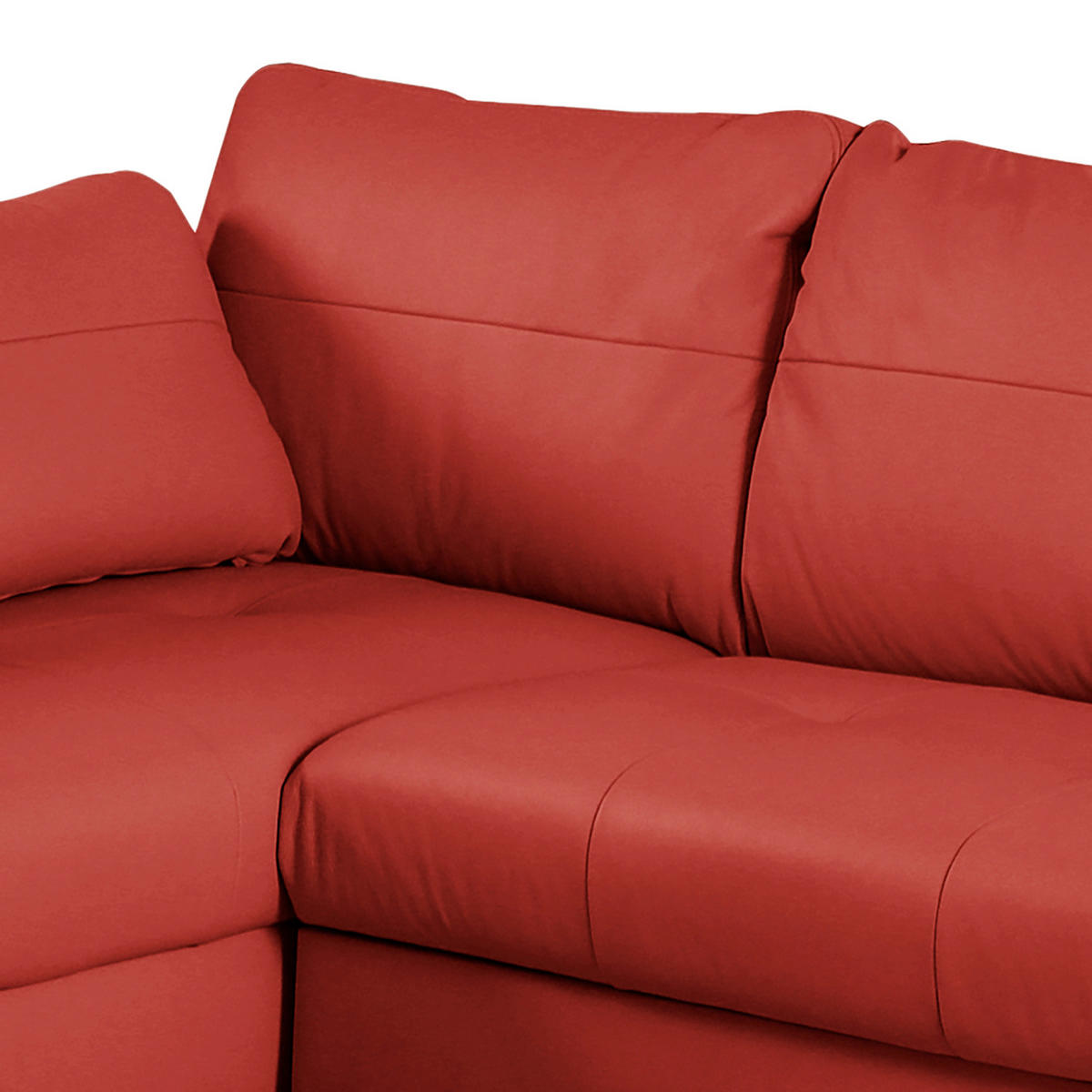 ECKSOFA Rot Echtleder Lederlook  - Buchefarben/Rot, Design, Leder/Holz (227/168cm) - Livetastic
