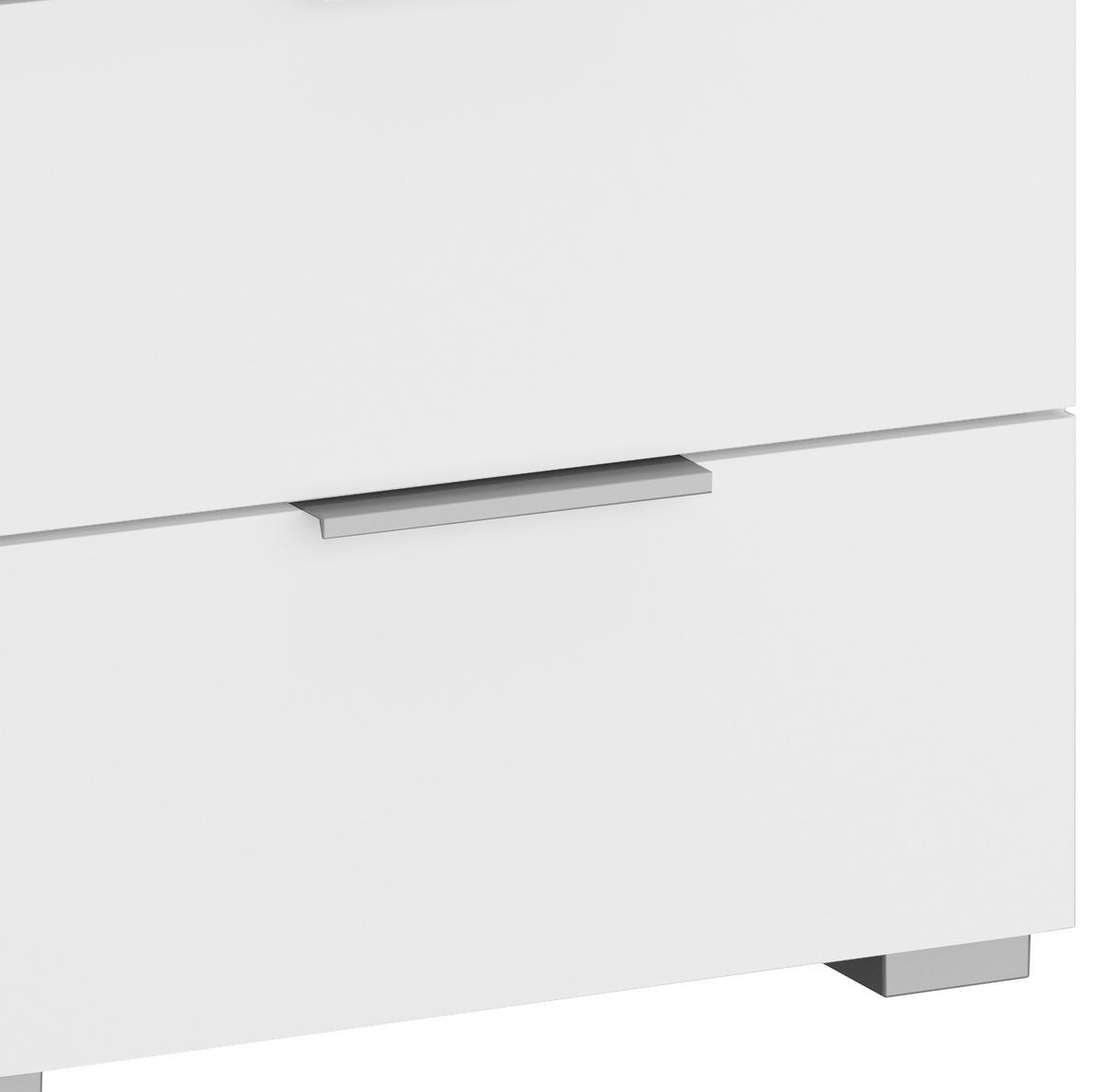NACHTKÄSTCHEN 47/43/42 cm  in Weiss  - Weiss/Alufarben, Modern, Holzwerkstoff (47/43/42cm) - Rauch Möbel