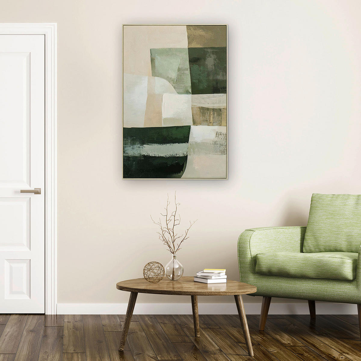 LEINWANDBILD 120/80/3,5 cm  - Beige/Olivgrün, Basics, Holz (120/80/3,5cm)