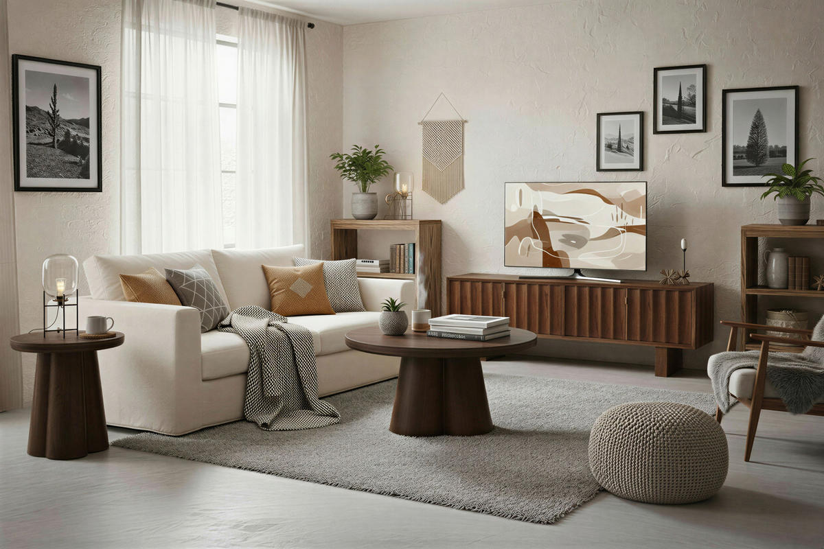 COUCHTISCH Mangoholz massiv 90/90/40 cm rund Braun  - Braun, Design, Holz (90/90/40cm) - MID.YOU