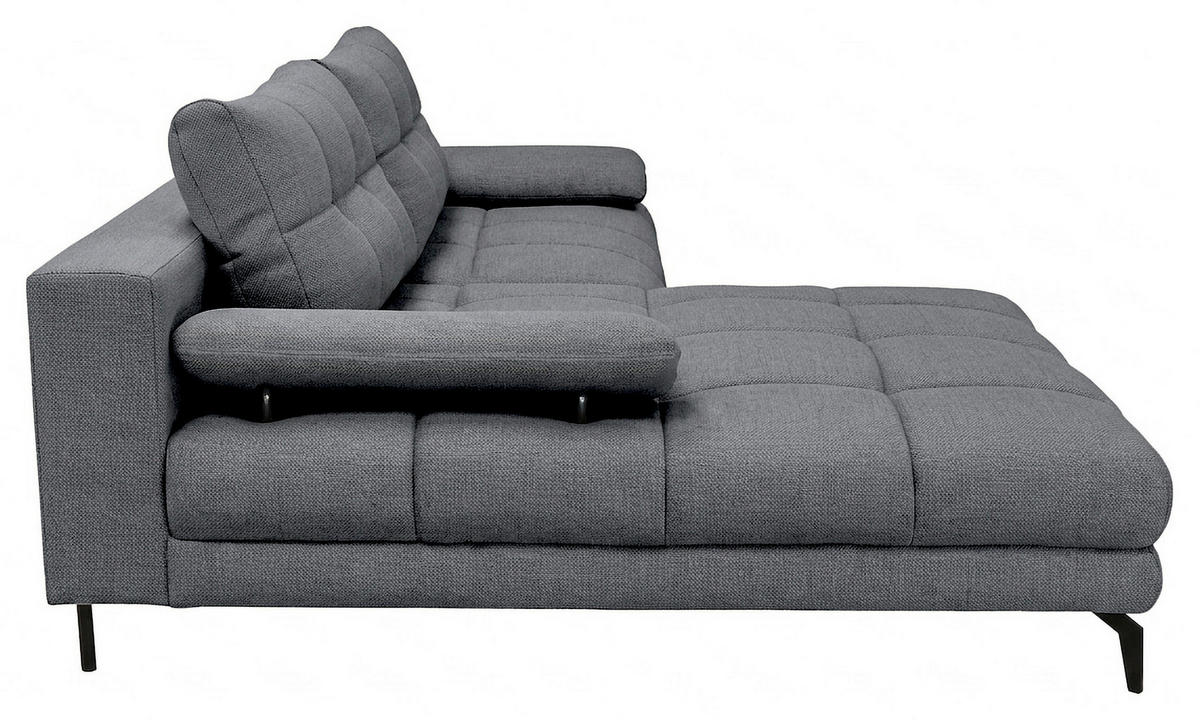 ECKSOFA Blau Struktur Rückenkissen, Bettkasten, Schlaffunktion, Rücken echt, Armteilverstellung, Liegefläche im Originalstoff  - Blau/Beige, MODERN, Textil/Metall (181/263cm) - Carryhome