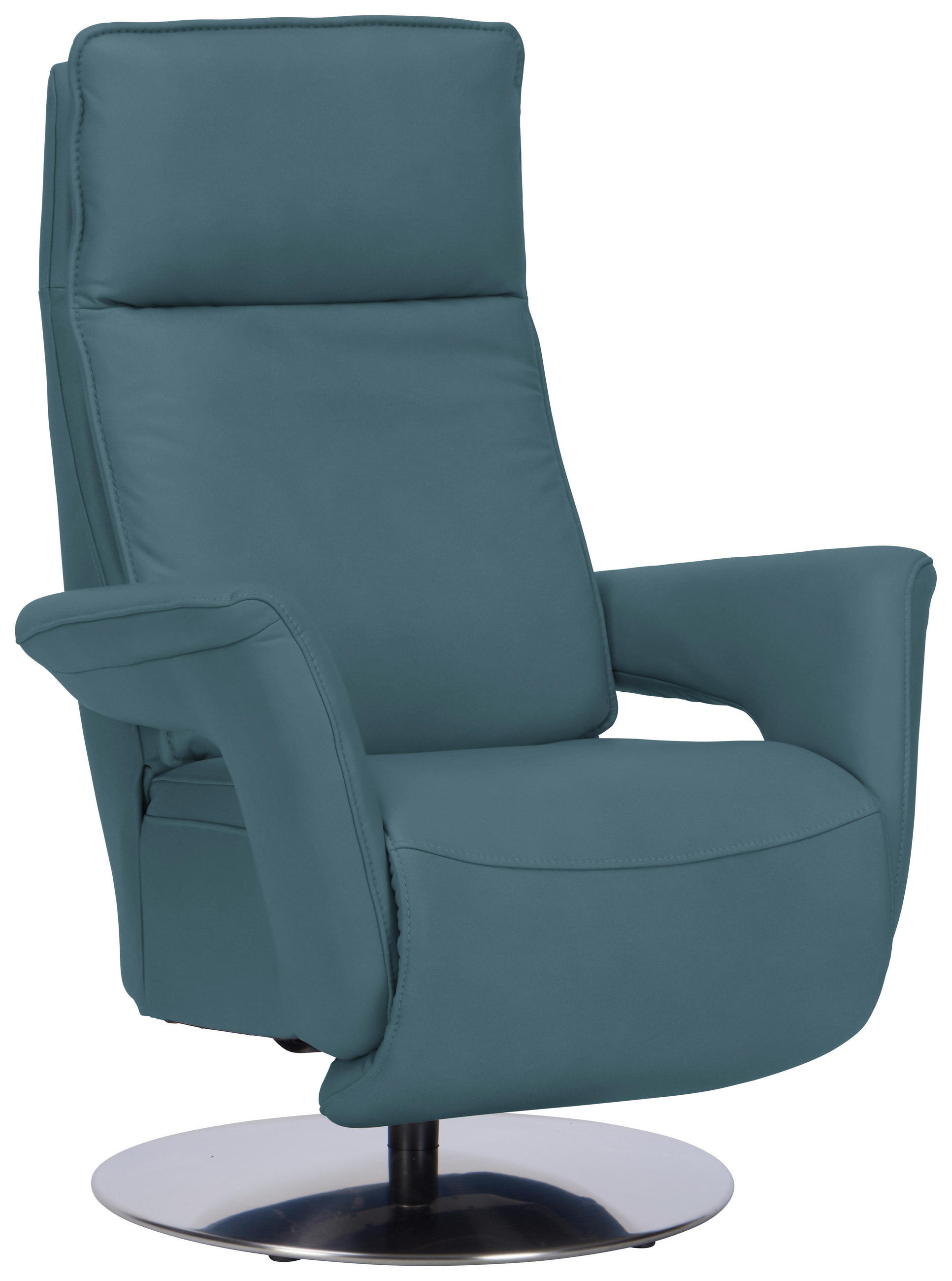 RELAXSESSEL in Leder Blau  - Blau/Edelstahlfarben, Design, Leder/Metall (83/112/87-174cm) - Valdera