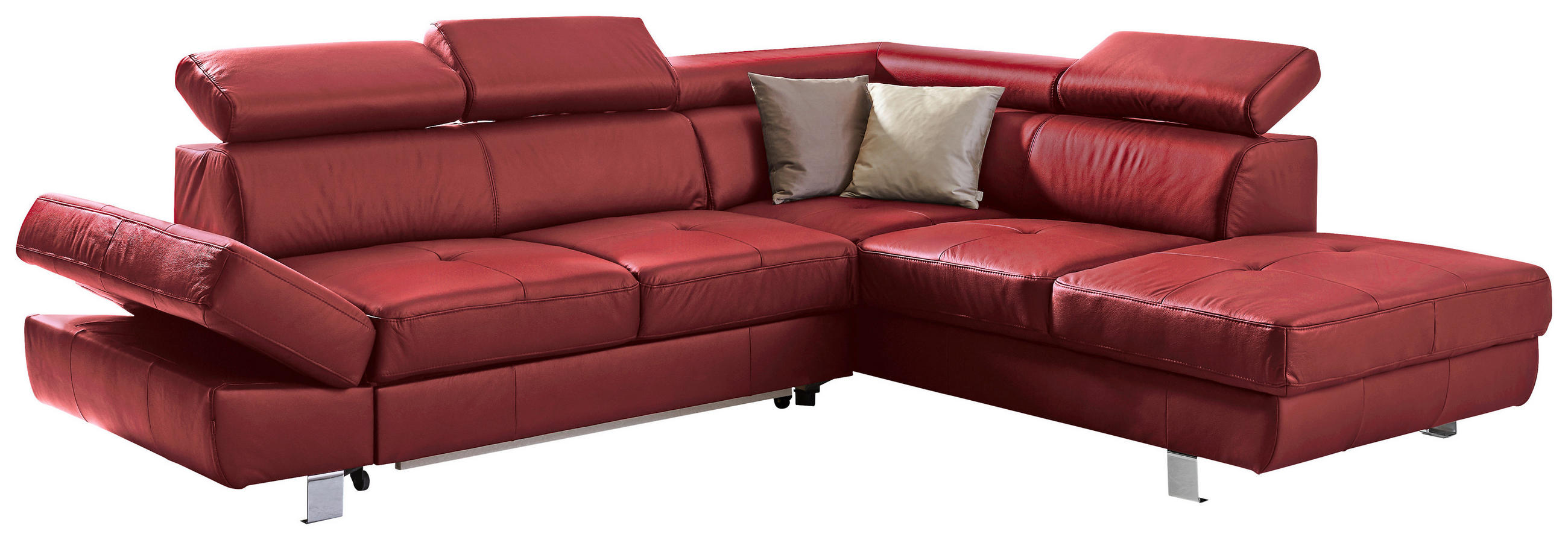 Wohnlandschaft in Textil, Leder Bordeaux