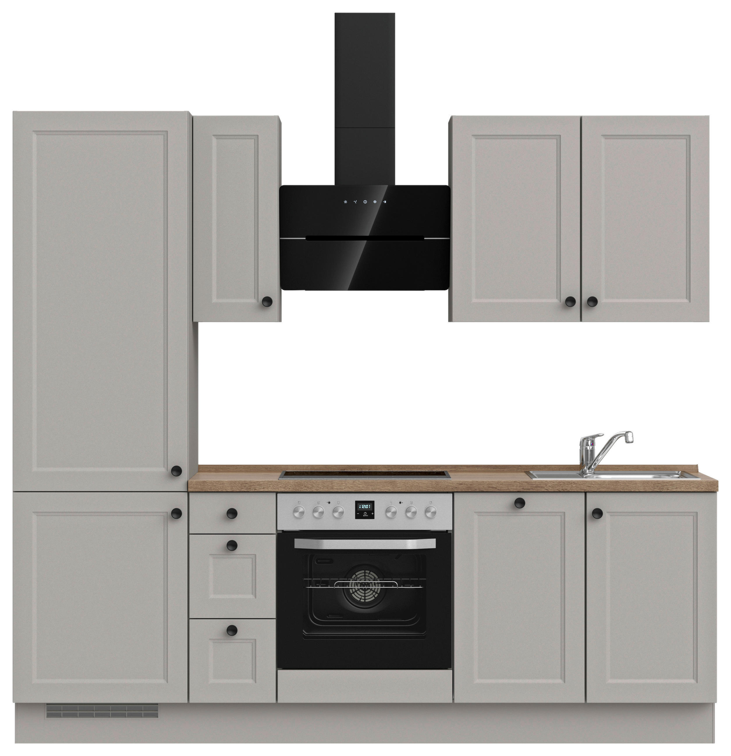 KÜCHENLEERBLOCK 240 cm   in Grau, Eiche dunkel  - Eiche dunkel/Schwarz, MODERN, Holzwerkstoff/Metall (240cm) - Nobilia