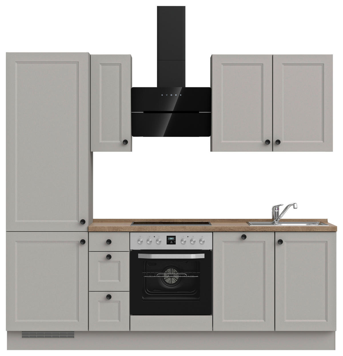 KÜCHENLEERBLOCK 240 cm   in Grau, Eiche dunkel  - Eiche dunkel/Schwarz, MODERN, Holzwerkstoff/Metall (240cm) - Nobilia