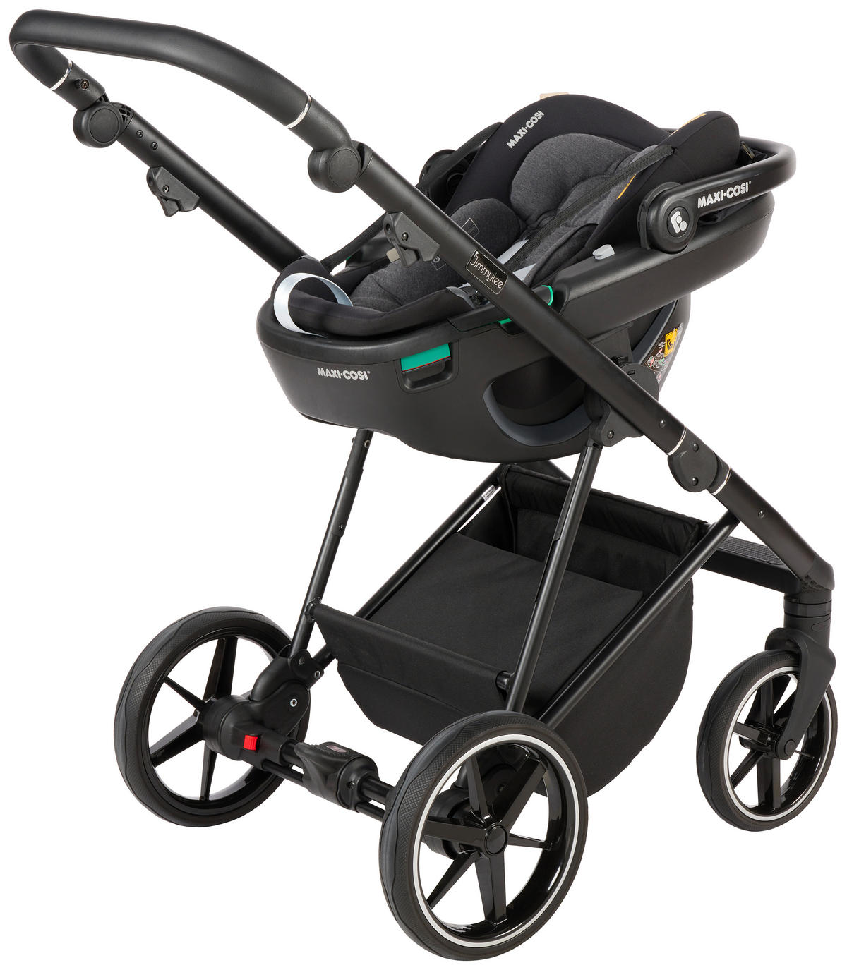 KINDERWAGENSET  - Taupe/Schwarz, Basics, Textil/Metall (57,5/116/101cm) - Jimmylee