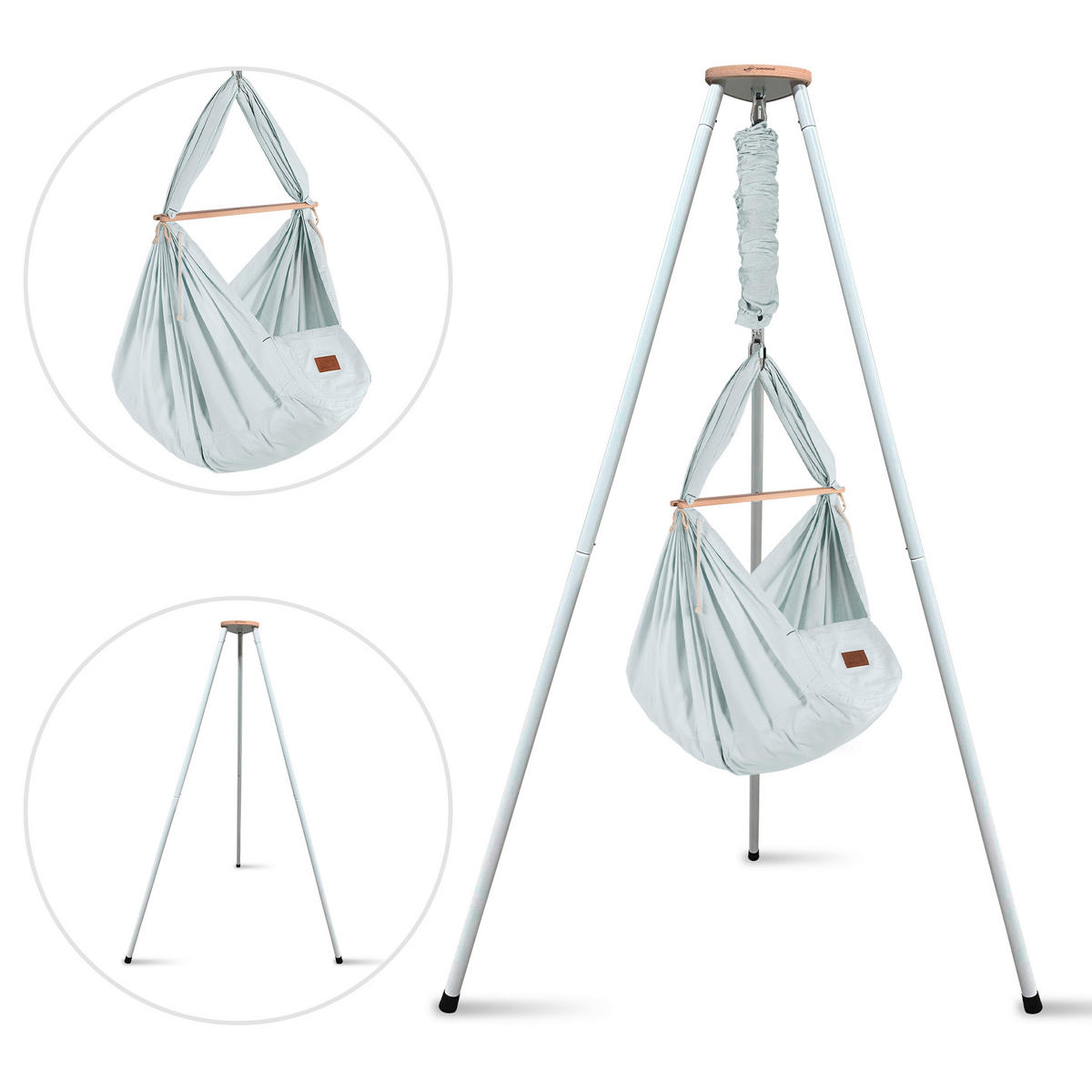 VISEČA MREŽA ZA DOJENČKE  BIO AIRGREY        bela, svetlo siva  - bela/svetlo siva, Basics, kovina/umetna masa (135/194/135cm) - SCHMUSEWOLKE