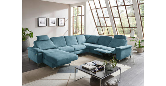 WOHNLANDSCHAFT  in Chenille Blau  - Blau/Alufarben, Design, Textil/Metall (170/333/265cm) - Dieter Knoll