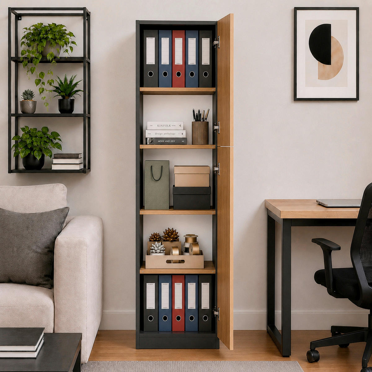 AKTENSCHRANK Anthrazit, Honigeiche  - Honigeiche/Anthrazit, MODERN, Holzwerkstoff (52/183/32cm) - MID.YOU