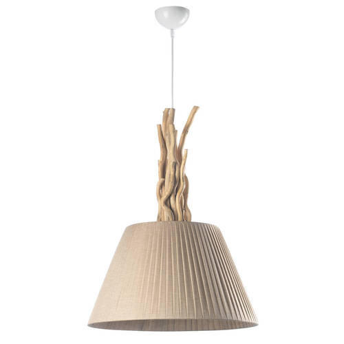 ZÁVĚSNÉ SVÍTIDLO, 40/110 cm  - bílá/pískové barvy, Natur, dřevo/textil (40/110cm)