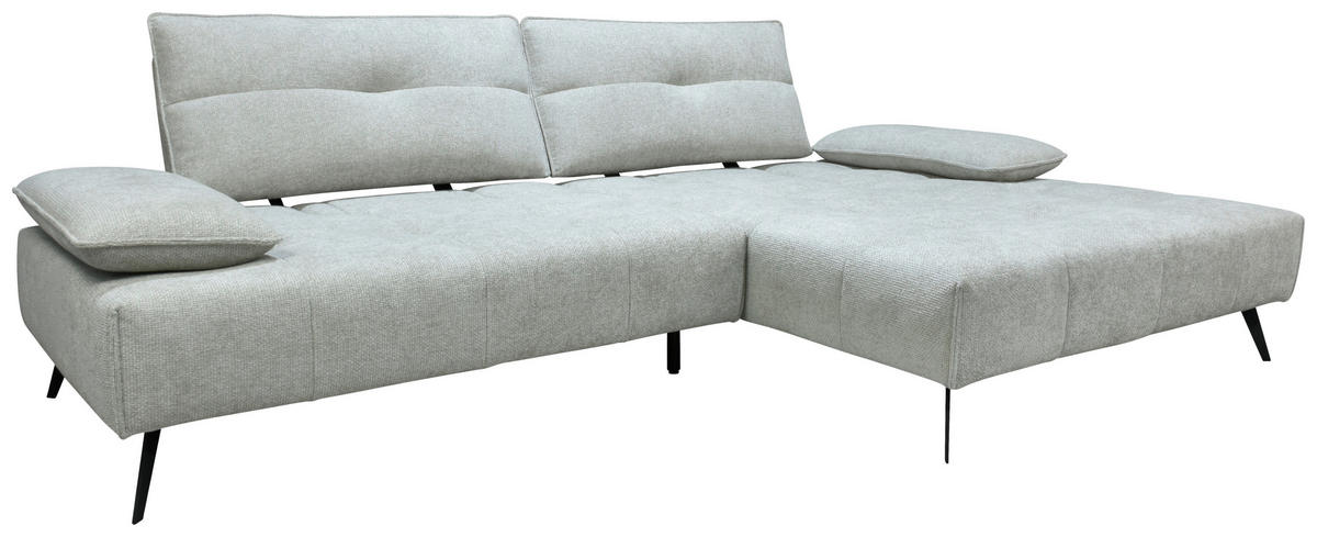 ECKSOFA Ottomane rechts  Greige Chenille  - Greige/Schwarz, Design, Textil/Metall (284/188cm) - Stylife