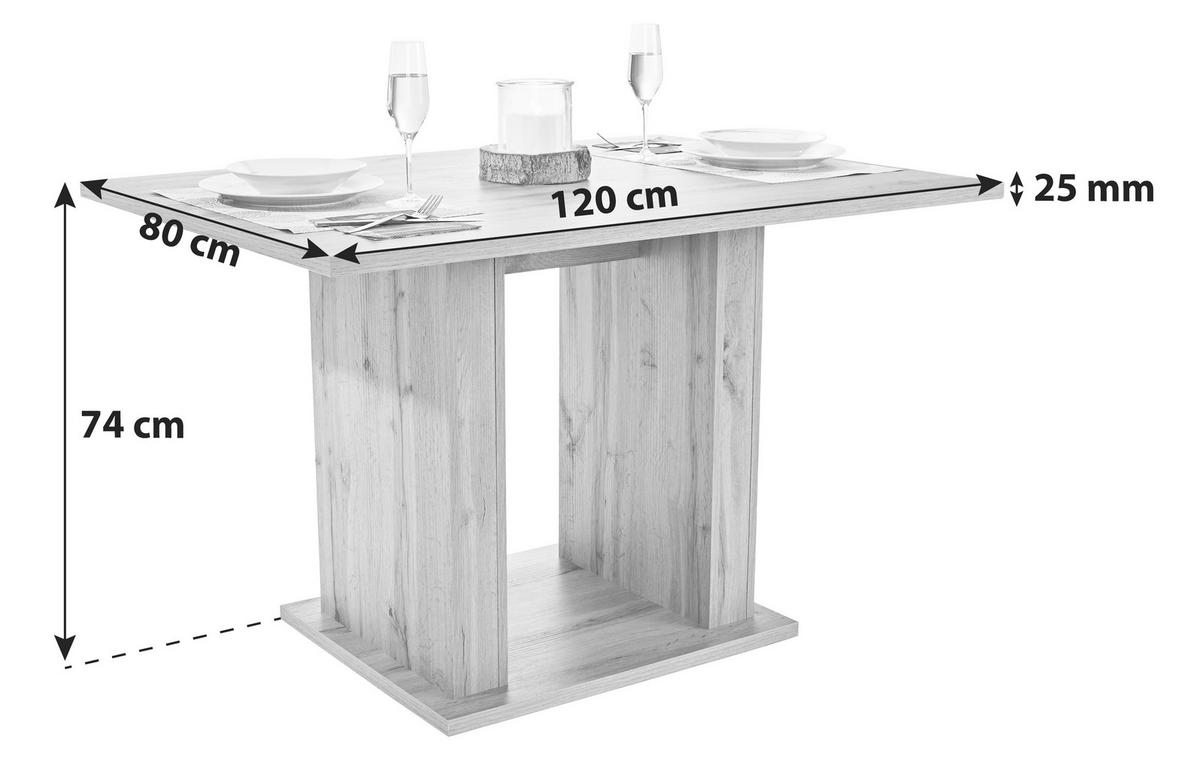 ESSTISCH rechteckig Eichefarben  - Eichefarben, MODERN, Holzwerkstoff (120/80/74cm) - home24
