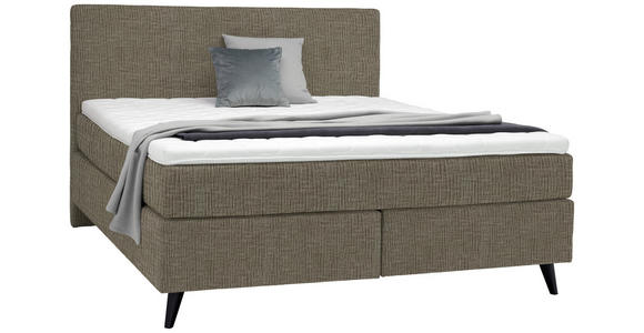 BOXSPRINGBETT 200/200 cm in Hellbraun - Hellbraun/Schwarz, KONVENTIONELL, Holz/Textil (200/200cm) - Voleo