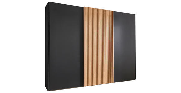 SCHWEBETÜRENSCHRANK  in Graphitfarben, Eiche Bianco  - Eiche Bianco/Graphitfarben, Design, Holzwerkstoff (300/217/67cm) - Novel