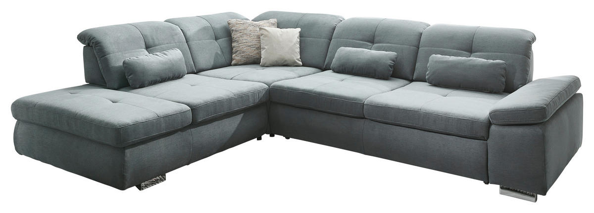 ECKSOFA in Mikrofaser Alufarben  - Chromfarben/Alufarben, Design, Textil/Metall (260/312cm) - Beldomo Style