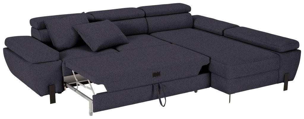 HÖRNSOFFA i vävt tyg mörkblå  - svart/mörkblå, Modern, metall/textil (277/90/189cm) - MID.YOU