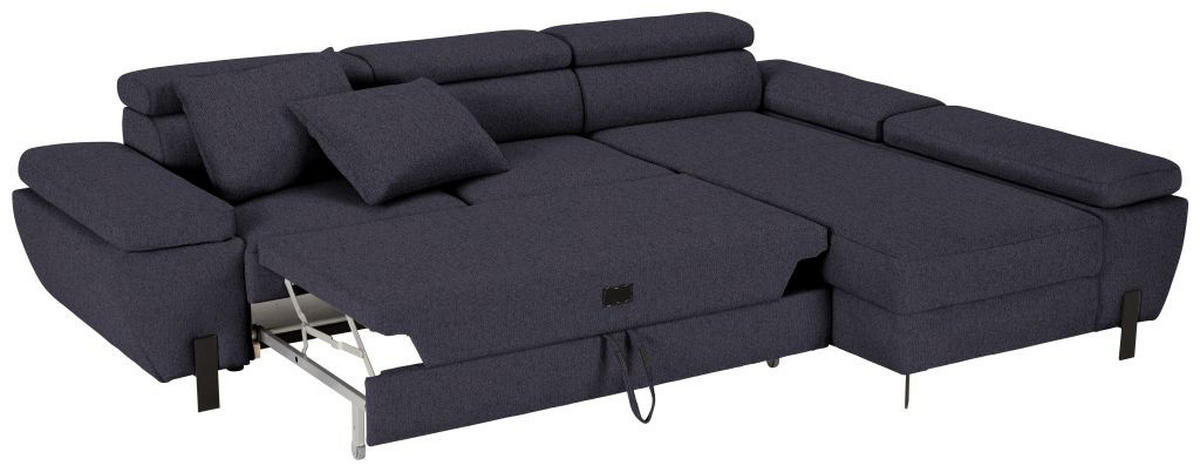 HÖRNSOFFA i vävt tyg mörkblå  - svart/mörkblå, Modern, metall/textil (277/90/189cm) - MID.YOU