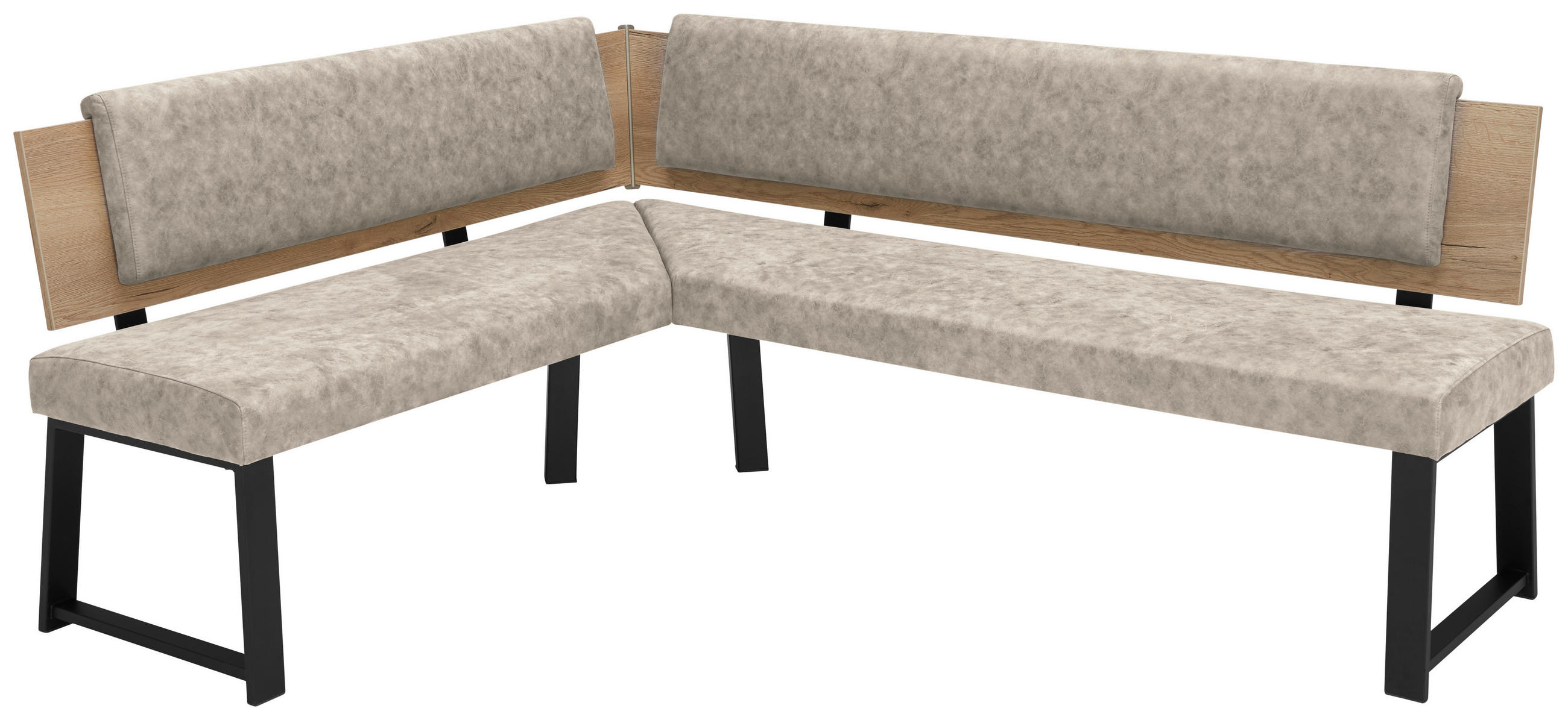 ECKBANK 160/200 cm  in Naturfarben  - Schwarz/Naturfarben, MODERN, Holzwerkstoff/Textil (160/200cm) - Venda