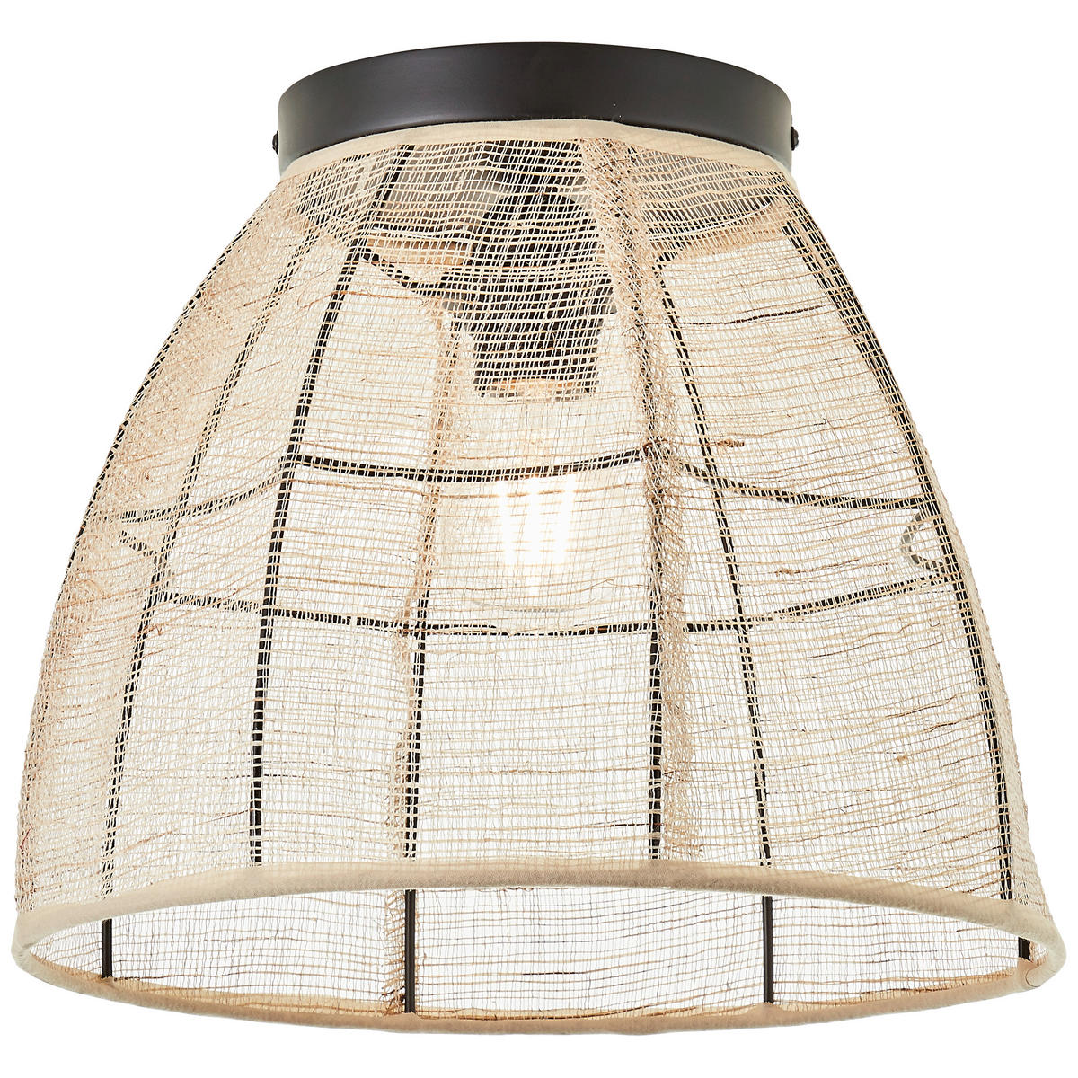 DECKENLEUCHTE  32/25 cm    - Schwarz/Naturfarben, Konventionell, Textil/Metall (32/25cm) - Brilliant