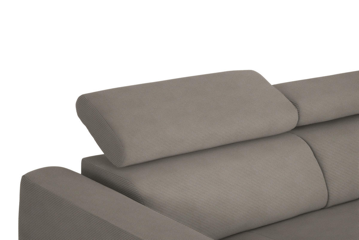 ECKSOFA in Feincord Graubraun  280/205 cm  - Graubraun/Schwarz, Design, Textil/Metall (280/205cm) - Xora