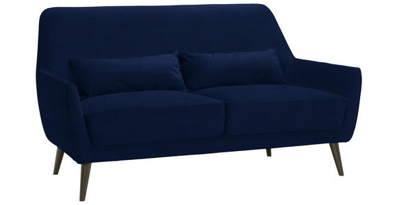 3-SITZER-SOFA in Mikrofaser Blau - Blau/Schwarz, Trend, Holz/Textil (160/86/80cm) - Carryhome