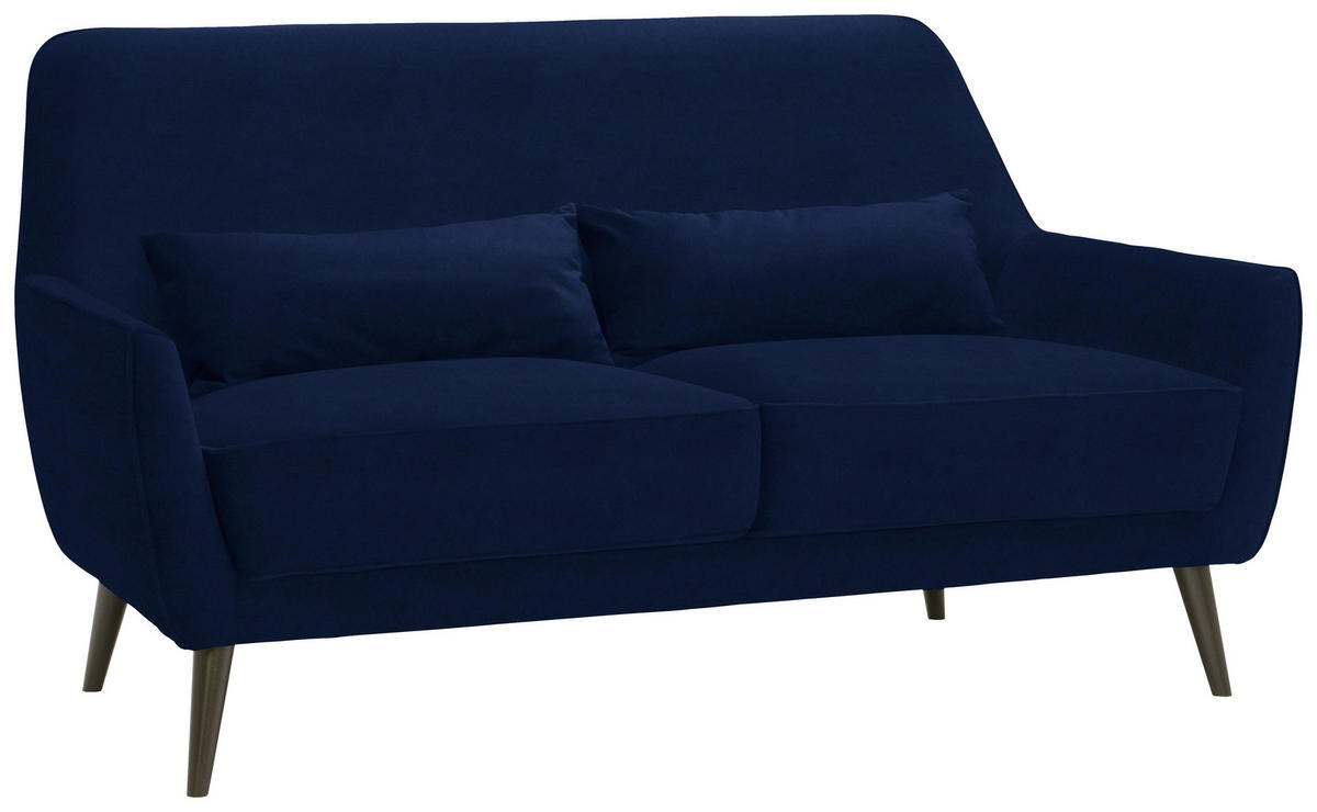 3-SITZER-SOFA in Mikrofaser Blau  - Blau/Schwarz, Trend, Holz/Textil (160/86/80cm) - Carryhome