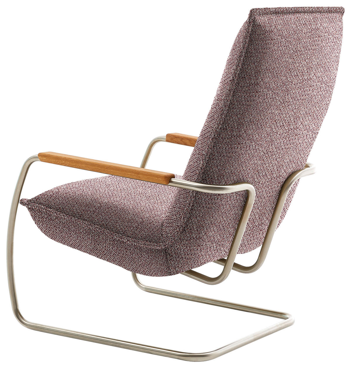 SESSEL in Flachgewebe Rosa  - Edelstahlfarben/Eichefarben, Design, Holz/Textil (76/105/87cm) - Livetastic