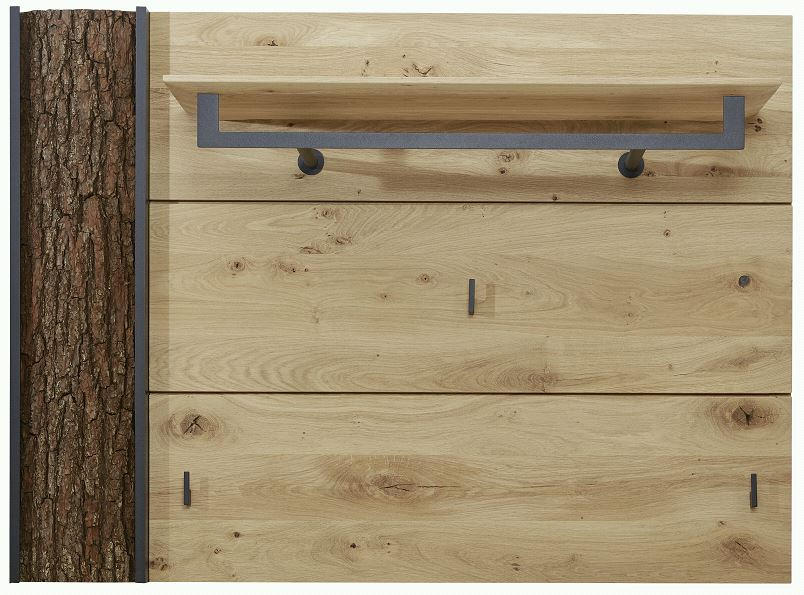 GARDEROBENPANEEL Kerneiche vollmassiv Anthrazit, Eichefarben - Eichefarben/Anthrazit, Design, Holz/Metall (118/87/35cm) - Valnatura