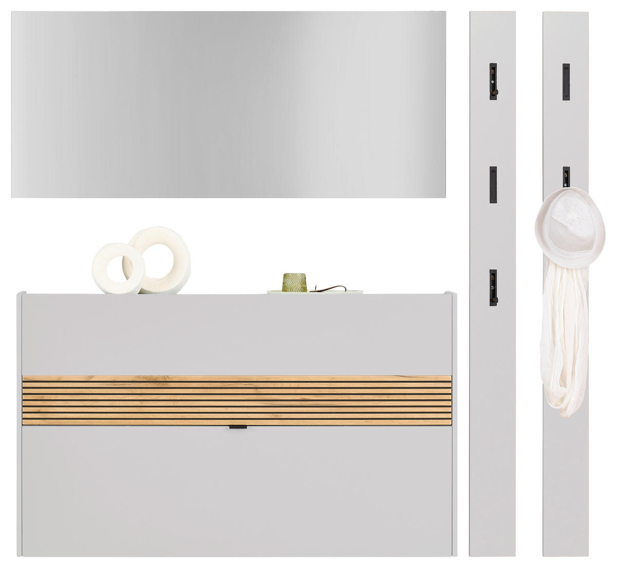 GARDEROBE 4-teilig  in 170/200/18 cm  - Kaschmir/Eichefarben, Design, Glas/Holzwerkstoff (170/200/18cm) - Voleo