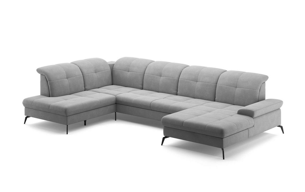 WOHNLANDSCHAFT in Flachgewebe Grau  - Schwarz/Grau, Konventionell, Textil/Metall (231/357/185cm) - Sit & More