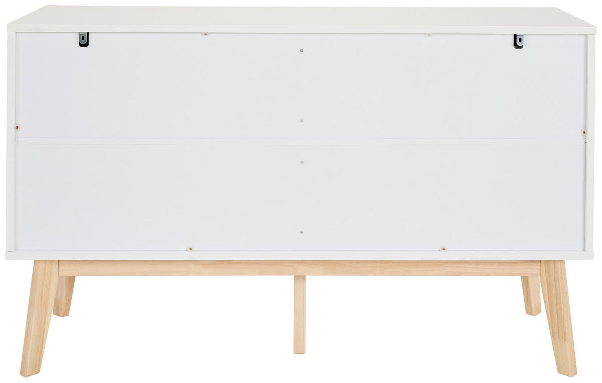 ŠIROKÁ KOMODA, kaučukové dřevo, přírodní barvy, bílá,  - bílá/přírodní barvy, Design, dřevo/kompozitní dřevo (120/72/40cm) - MID.YOU