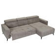 ECKSOFA Taupe Cord Rücken echt, Kopfteilverstellung, Sitzvorzug  - Taupe/Schwarz, KONVENTIONELL, Textil/Metall (257/170cm) - Carryhome