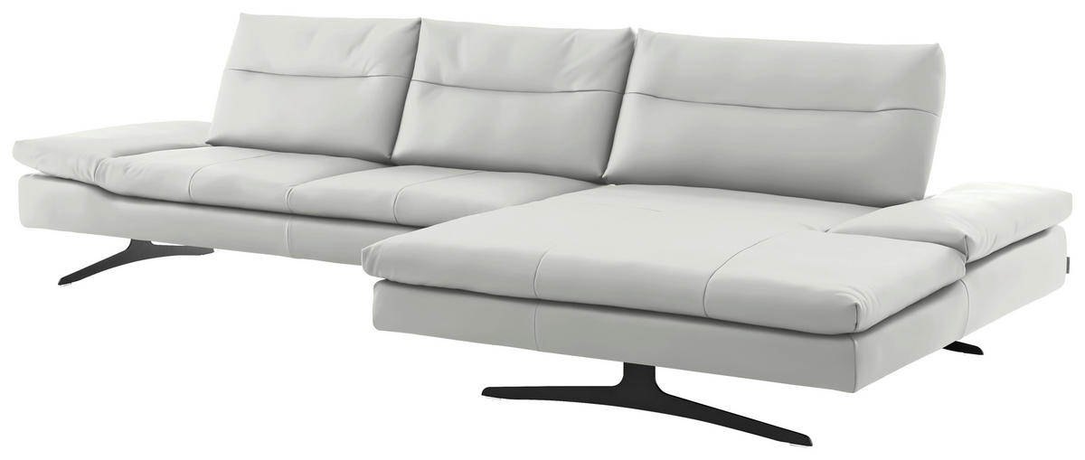 ECKSOFA in Echtleder Creme  342/158 cm  - Creme/Schwarz, MODERN, Leder/Metall (342/158cm) - Chilliano