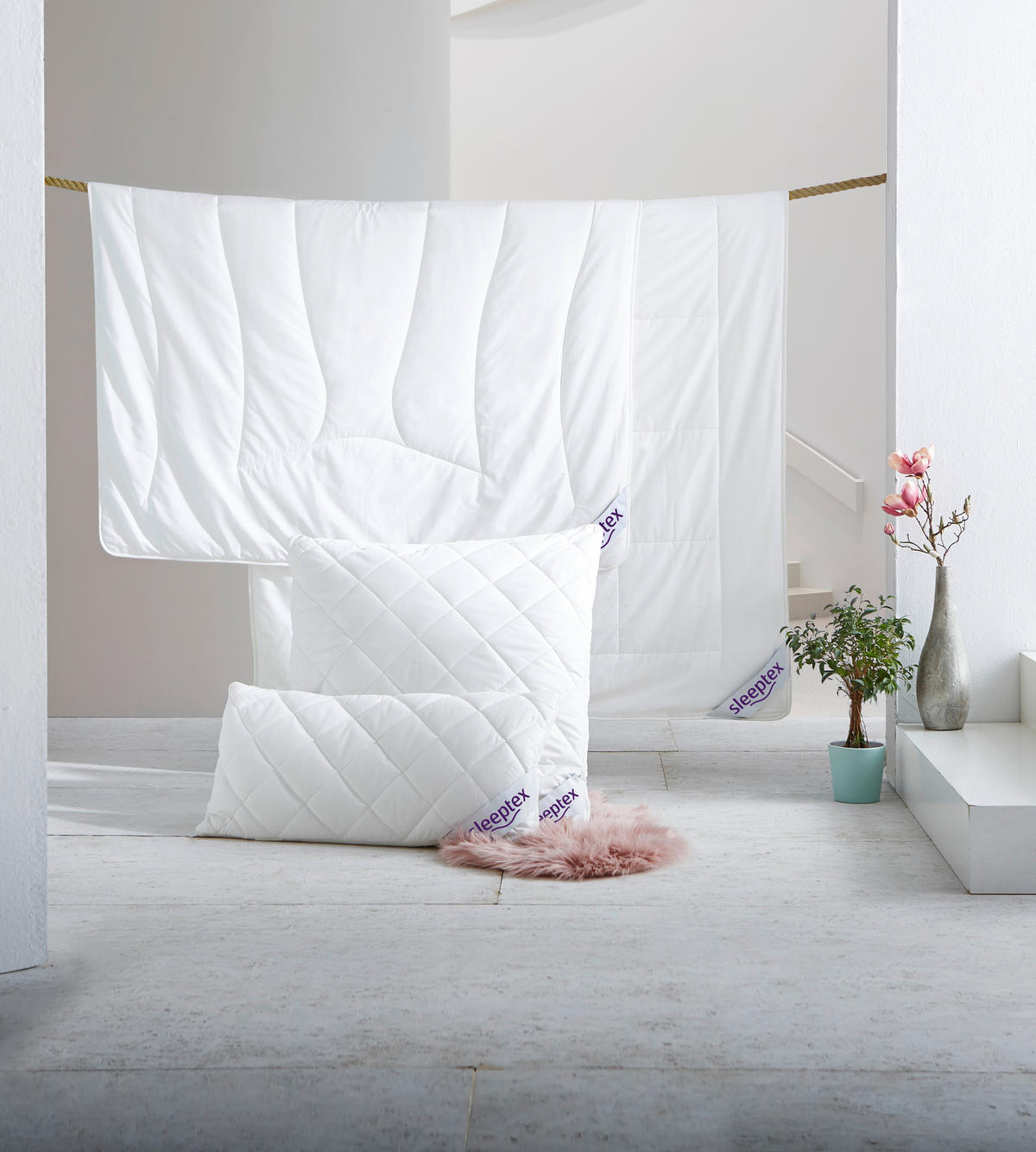 PROŠIVENI JASTUK  60/80 cm       - bela, Osnovno, tekstil (60/80cm) - Sleeptex