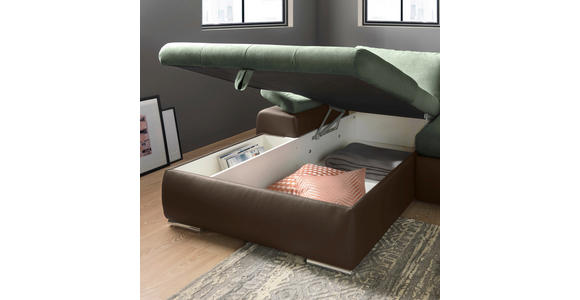 ECKSOFA in Flachgewebe Braun, Olivgrün 175/271 cm - Braun/Olivgrün, Design, Kunststoff/Textil (175/271cm) - Xora