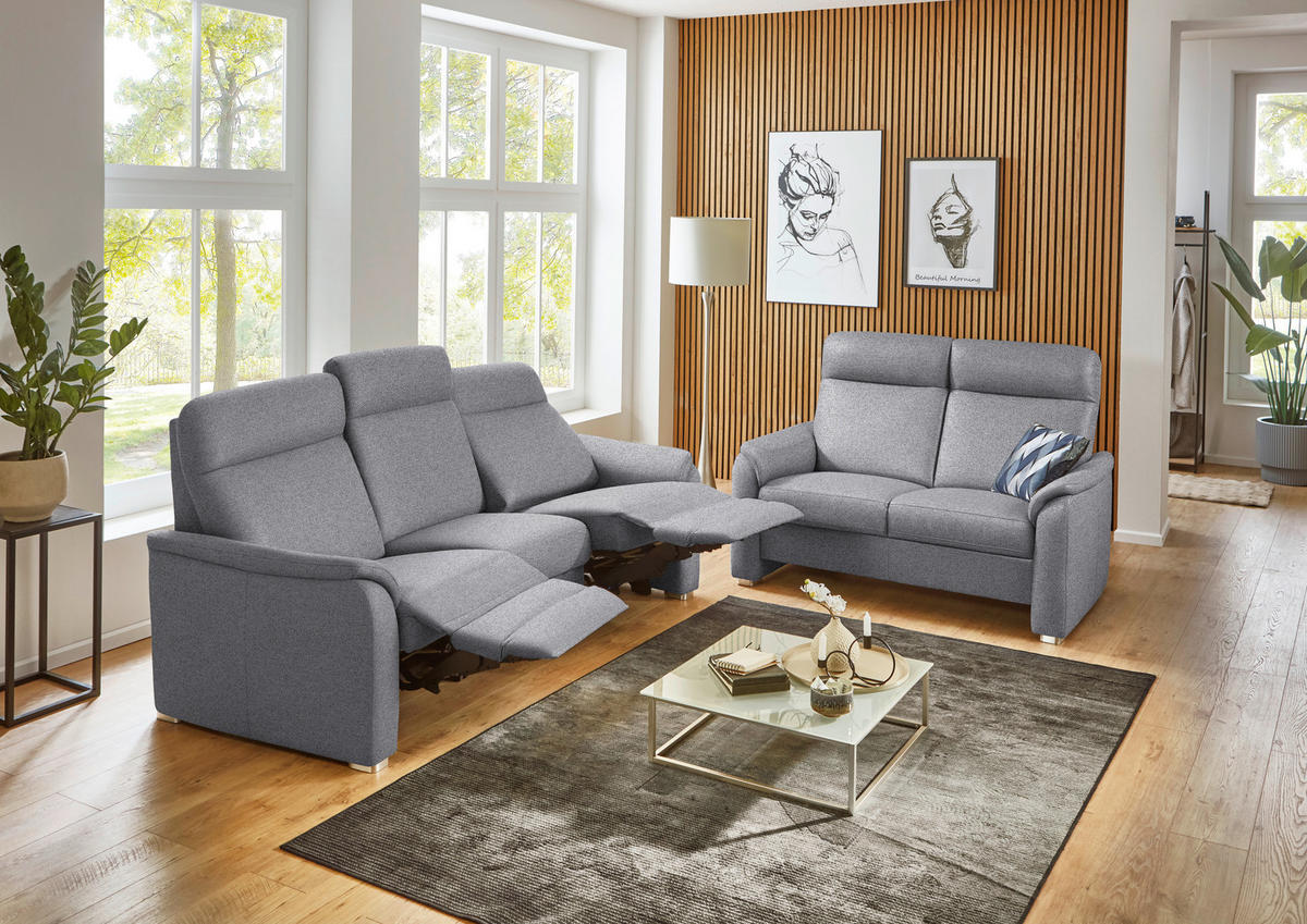 SITZGARNITUR Flachgewebe Grau  - Alufarben/Grau, Konventionell, Textil/Metall (218/156/107/103/95cm) - Beldomo Comfort