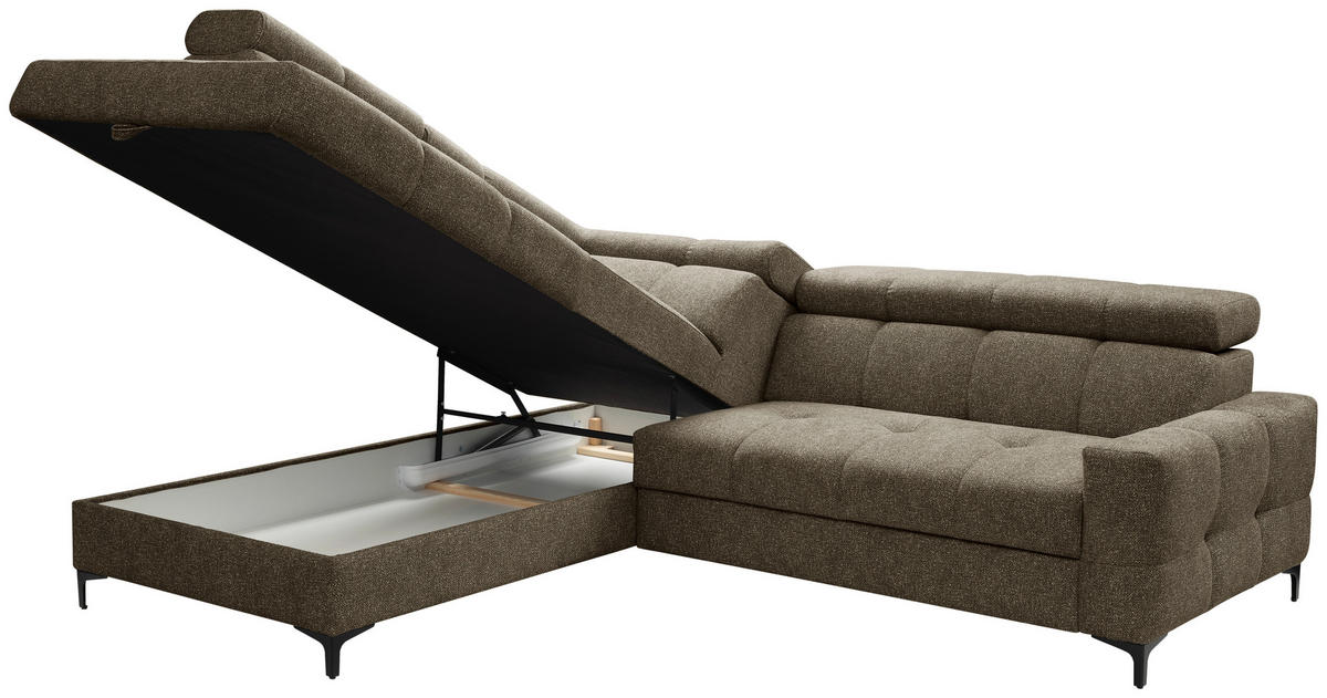 ECKSOFA in Struktur Dunkelgrün  - Dunkelgrün/Schwarz, Modern, Textil/Metall (212/254cm) - Carryhome