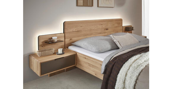 BETTANLAGE - Wildeiche/Bronzefarben, Natur, Glas/Holz (180/200cm) - Valnatura