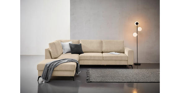 ECKSOFA Beige Chenille  - Beige/Schwarz, KONVENTIONELL, Textil/Metall (257/275cm) - Carryhome