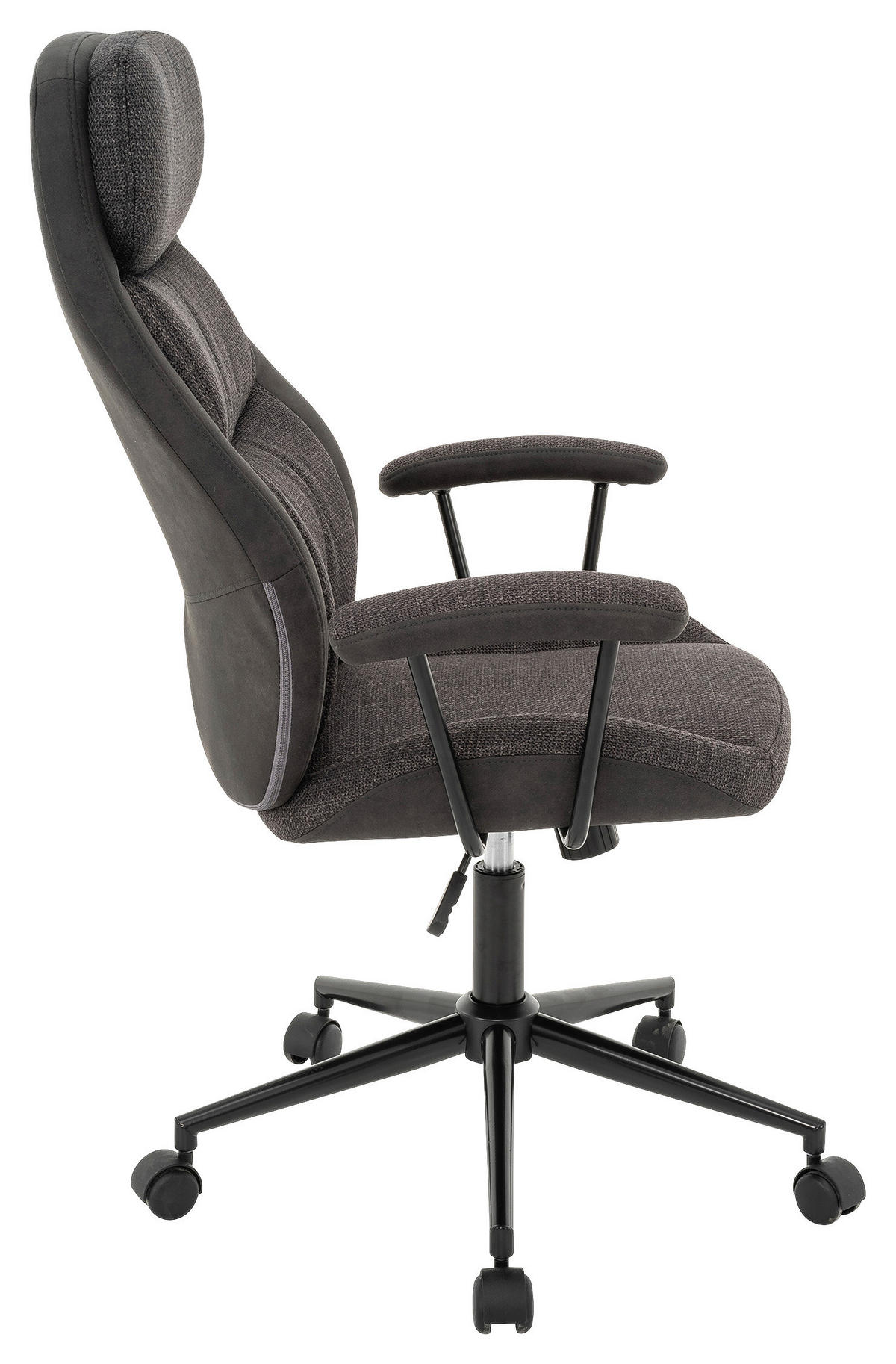 CHEFSESSEL Webstoff Grau  - Schwarz/Grau, MODERN, Kunststoff/Textil (64/103-113/66cm) - MID.YOU