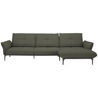 ECKSOFA in Echtleder Graubraun  - Graubraun/Schwarz, Design, Leder/Metall (319/182cm) - Valnatura