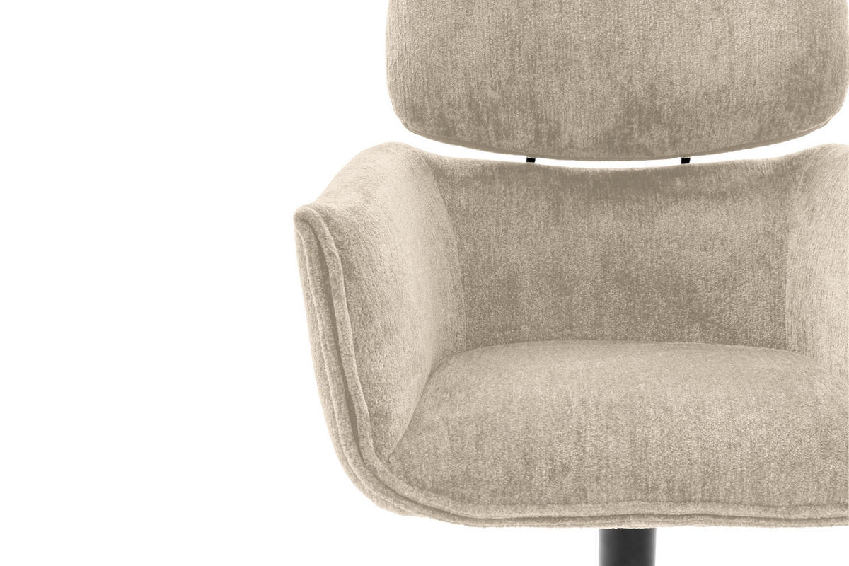 ARMLEHNSTUHL  in Stahl Struktur  - Creme/Schwarz, Design, Textil/Metall (60/90/65cm) - Novel